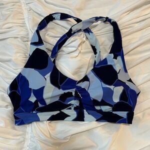 Aerie large Real Me Stretch medium support Blue and Black Sports Bra women pads